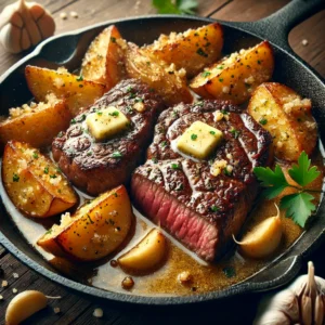 What to add to butter when searing steak?