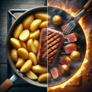 Do you cook potatoes or meat first?