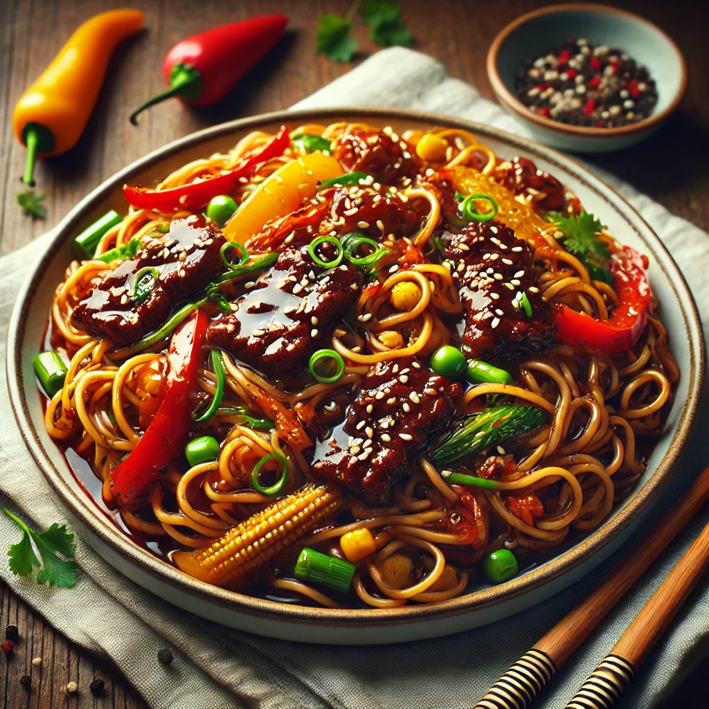 Sticky Beef Noodles