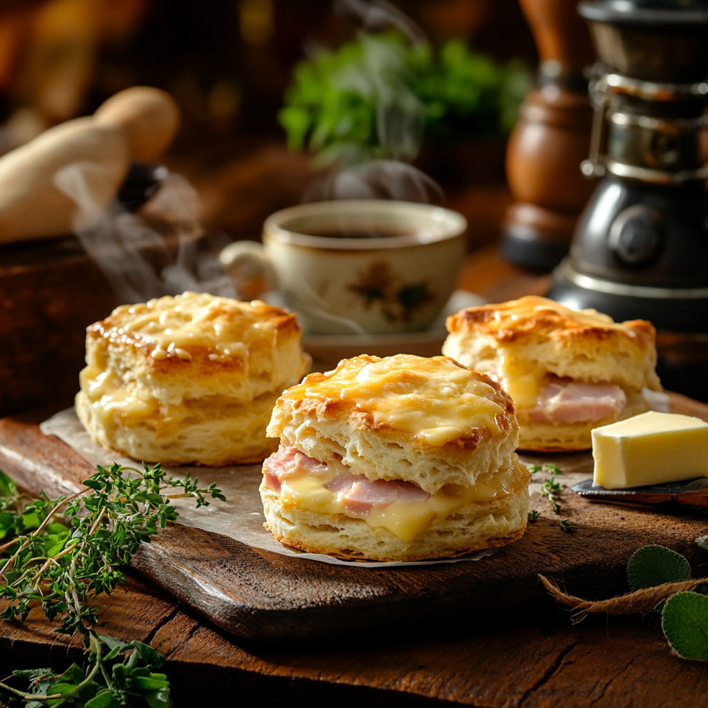 HAM AND CHEESE BUTTER SWIM BISCUITS