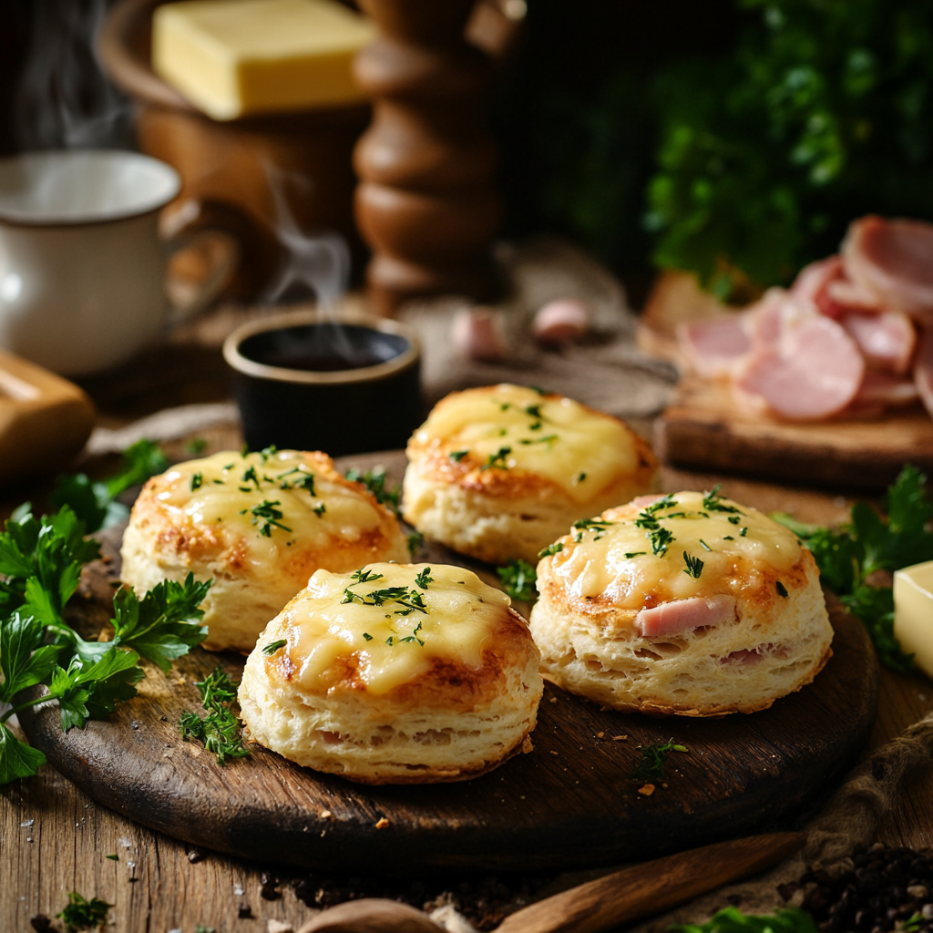 HAM AND CHEESE BUTTER SWIM BISCUITS