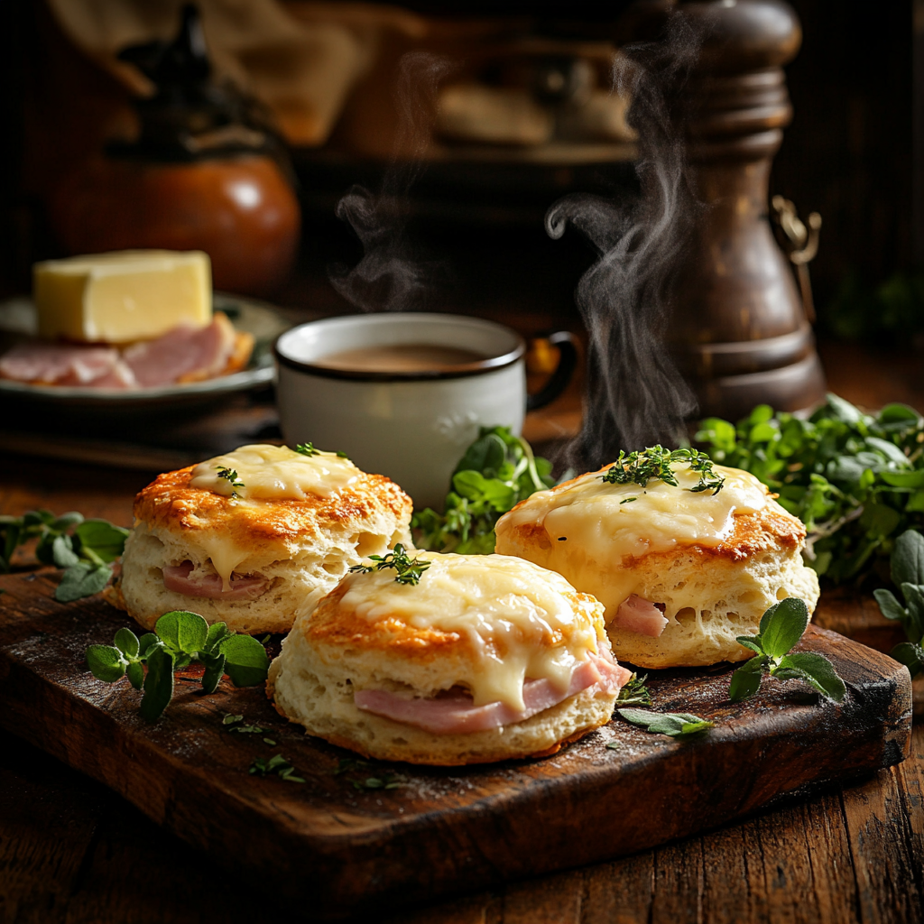 HAM AND CHEESE BUTTER SWIM BISCUITS