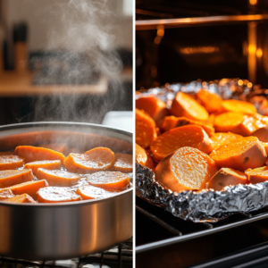 Is it better to boil or bake sweet potatoes for casserole?