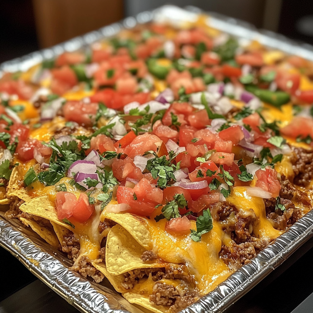 Layered Beef and Cheese Nachos